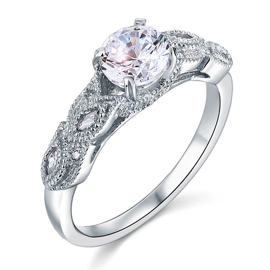 Vintage Style 1 Ct Solid 925 Sterling Silver Bridal Wedding Engagement Ring XFR8112