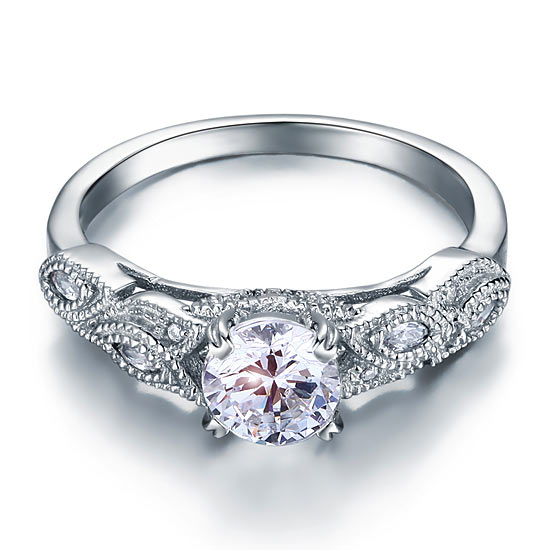 Vintage Style 1 Ct Solid 925 Sterling Silver Bridal Wedding Engagement Ring XFR8112