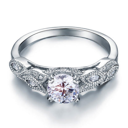 Vintage Style 1 Ct Solid 925 Sterling Silver Bridal Wedding Engagement Ring XFR8112