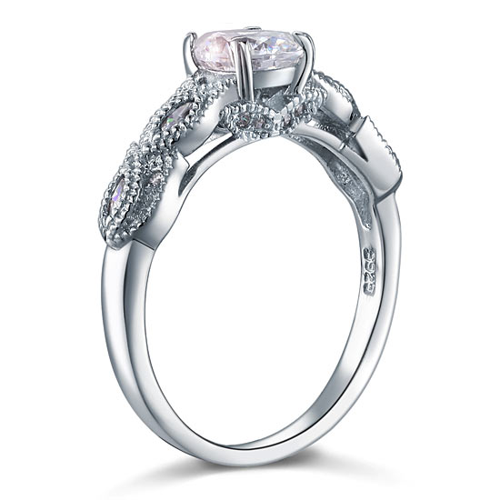 Vintage Style 1 Ct Solid 925 Sterling Silver Bridal Wedding Engagement Ring XFR8112
