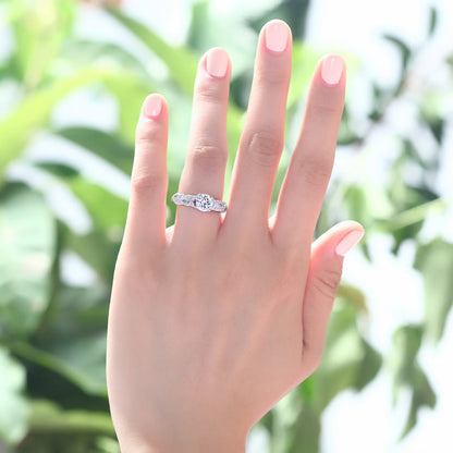 Vintage Style 1 Ct Solid 925 Sterling Silver Bridal Wedding Engagement Ring XFR8112