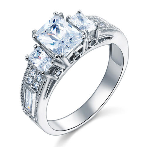 Simulated Diamond 925 Sterling Silver Ring Vintage Style XFR8114