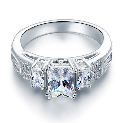 Simulated Diamond 925 Sterling Silver Ring Vintage Style XFR8114