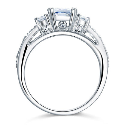 Simulated Diamond 925 Sterling Silver Ring Vintage Style XFR8114