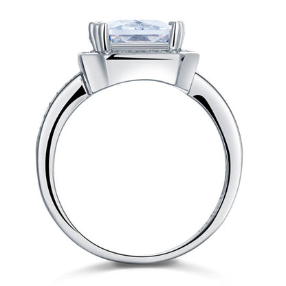 4 Carat Rectangle Solid 925 Sterling Silver Wedding Engagement Ring Jewelry XFR8115