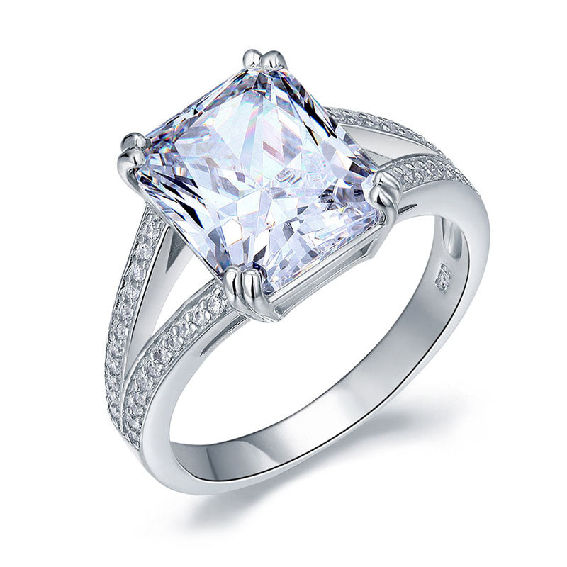 Solid 925 Sterling Silver Luxury Ring Anniversary 6 Carat Simulated Diamante XFR8152