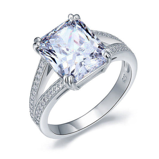 Solid 925 Sterling Silver Luxury Ring Anniversary 6 Carat Simulated Diamante XFR8152