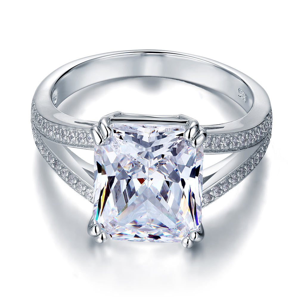 Solid 925 Sterling Silver Luxury Ring Anniversary 6 Carat Simulated Diamante XFR8152