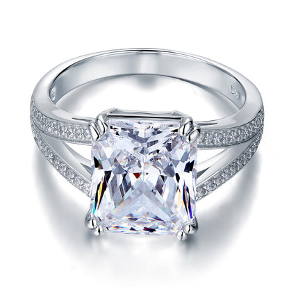 Solid 925 Sterling Silver Luxury Ring Anniversary 6 Carat Simulated Diamante XFR8152
