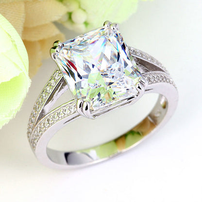 Solid 925 Sterling Silver Luxury Ring Anniversary 6 Carat Simulated Diamante XFR8152