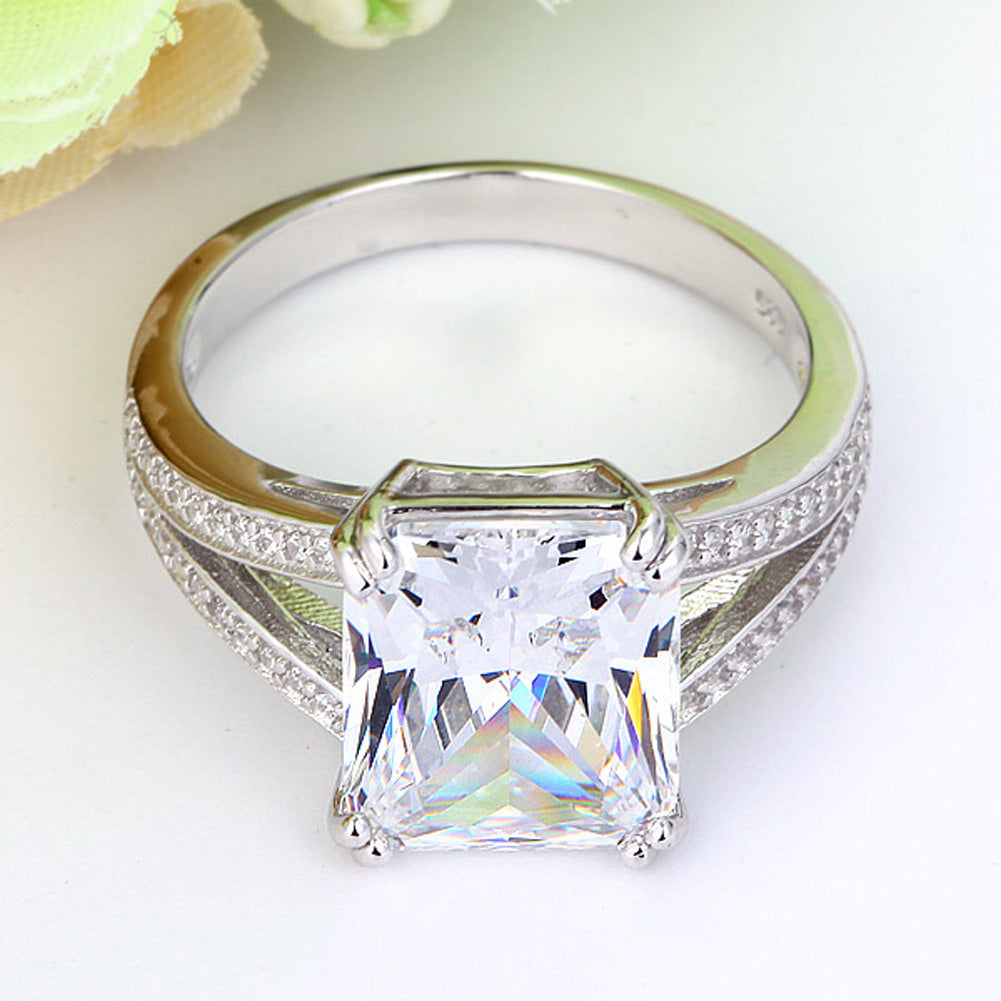 Solid 925 Sterling Silver Luxury Ring Anniversary 6 Carat Simulated Diamante XFR8152