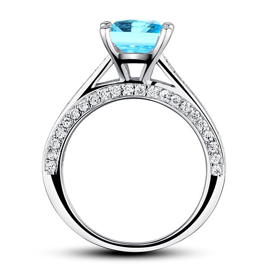 1.5 Carat Princess Cut Fancy Blue Simulated Diamond 925 Sterling Silver Wedding Engagement Ring XFR8196