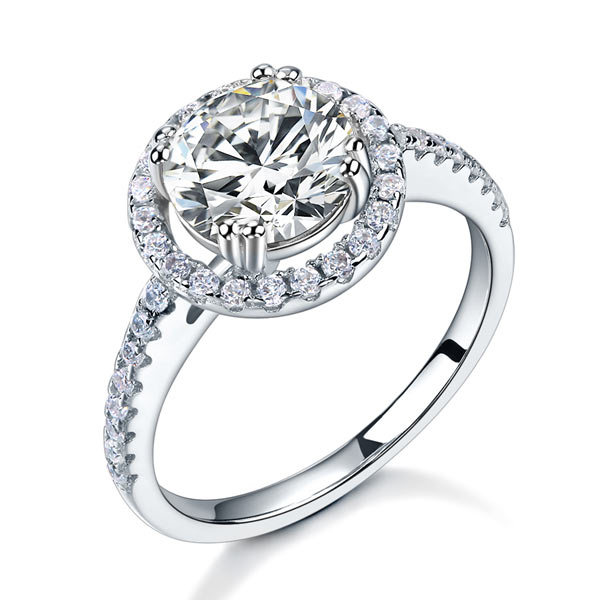 925 Sterling Silver Wedding Engagement Halo Ring 2 Carat Simulated Diamond XFR8199
