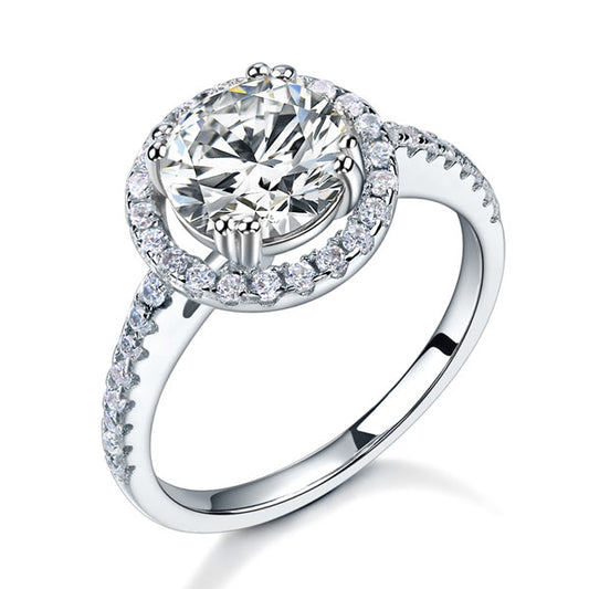 925 Sterling Silver Wedding Engagement Halo Ring 2 Carat Simulated Diamond XFR8199