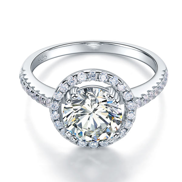 925 Sterling Silver Wedding Engagement Halo Ring 2 Carat Simulated Diamond XFR8199