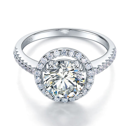 925 Sterling Silver Wedding Engagement Halo Ring 2 Carat Simulated Diamond XFR8199