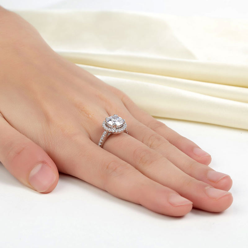 925 Sterling Silver Wedding Engagement Halo Ring 2 Carat Simulated Diamond XFR8199