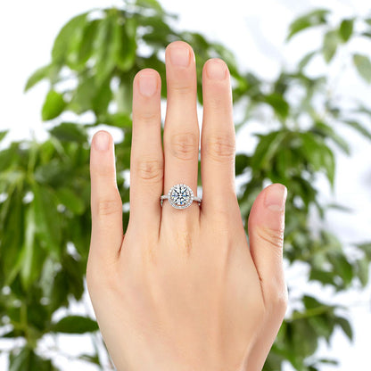 925 Sterling Silver Wedding Engagement Halo Ring 2 Carat Simulated Diamond XFR8199