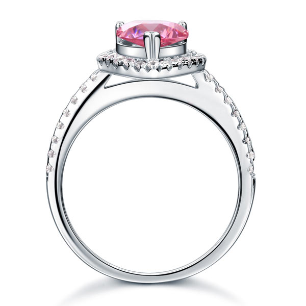 Sterling 925 Silver Wedding Engagement Ring Pear Fancy Pink Simulated Diamond Jewelry XFR8203
