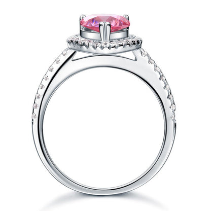 Sterling 925 Silver Wedding Engagement Ring Pear Fancy Pink Simulated Diamond Jewelry XFR8203