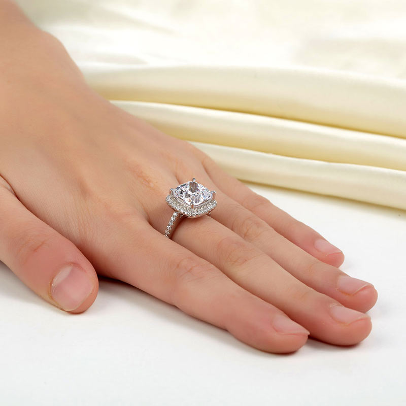 925 Sterling Silver Wedding Engagement Ring 5 Carat Simulated Diamond XFR8204