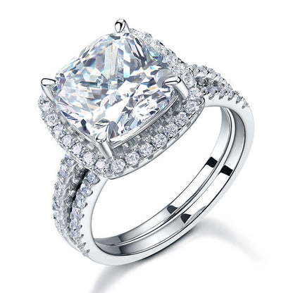 925 Sterling Silver 2 Pcs Wedding Engagement Ring Set 5 Ct Simulated Diamond XFR8205