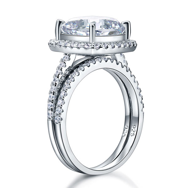 925 Sterling Silver 2 Pcs Wedding Engagement Ring Set 5 Ct Simulated Diamond XFR8205
