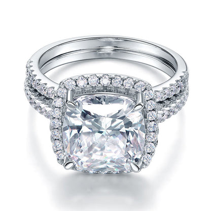 925 Sterling Silver 2 Pcs Wedding Engagement Ring Set 5 Ct Simulated Diamond XFR8205