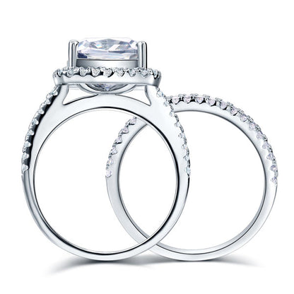 925 Sterling Silver 2 Pcs Wedding Engagement Ring Set 5 Ct Simulated Diamond XFR8205