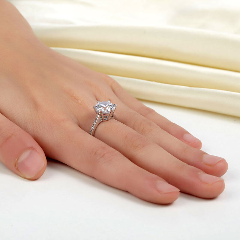 925 Sterling Silver Wedding Engagement Ring 3 Carat Simulated Diamond Jewelry XFR8209