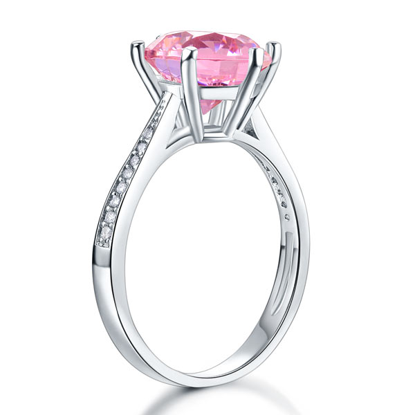 925 Sterling Silver Wedding Engagement Ring 3 Carat Pink Simulated Diamond XFR8210