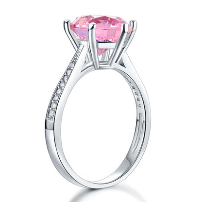 925 Sterling Silver Wedding Engagement Ring 3 Carat Pink Simulated Diamond XFR8210