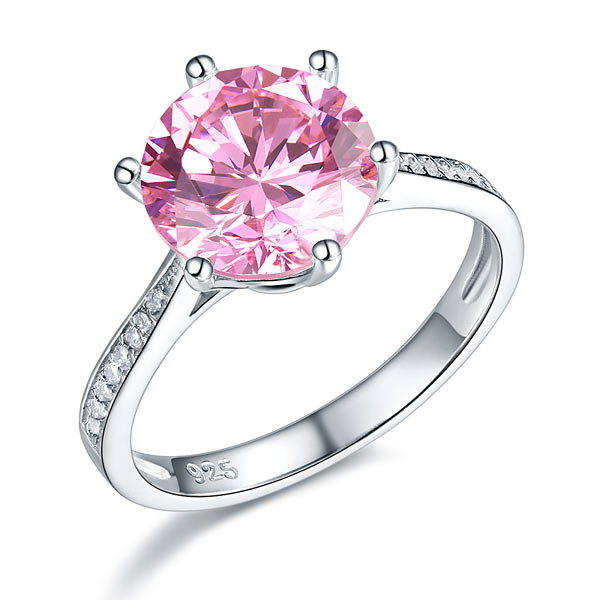 925 Sterling Silver Wedding Engagement Ring 3 Carat Pink Simulated Diamond XFR8210