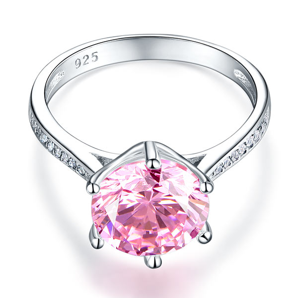 925 Sterling Silver Wedding Engagement Ring 3 Carat Pink Simulated Diamond XFR8210