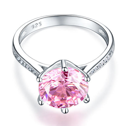 925 Sterling Silver Wedding Engagement Ring 3 Carat Pink Simulated Diamond XFR8210