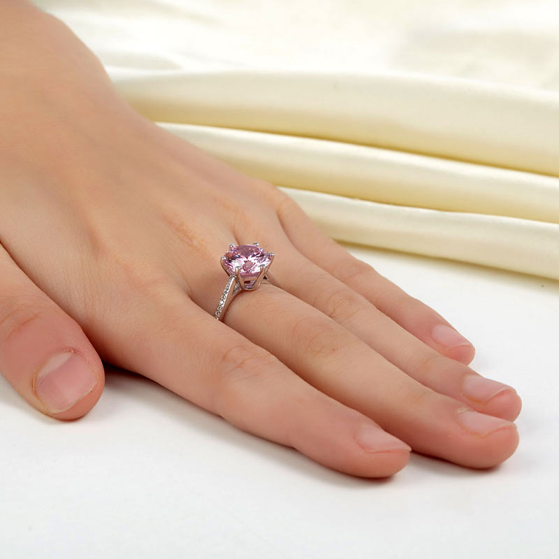 925 Sterling Silver Wedding Engagement Ring 3 Carat Pink Simulated Diamond XFR8210