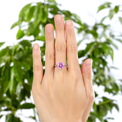 925 Sterling Silver Wedding Engagement Ring 3 Carat Pink Simulated Diamond XFR8210
