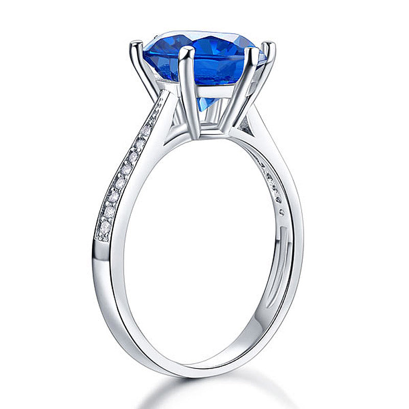 925 Sterling Silver Wedding Engagement Ring 3 Carat Blue Simulated Diamond Jewelry XFR8211
