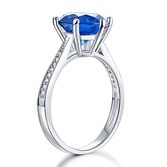 925 Sterling Silver Wedding Engagement Ring 3 Carat Blue Simulated Diamond Jewelry XFR8211