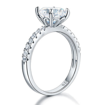 925 Sterling Silver Bridal Engagement Ring 2 Carat Simulated Diamond Jewelry XFR8212