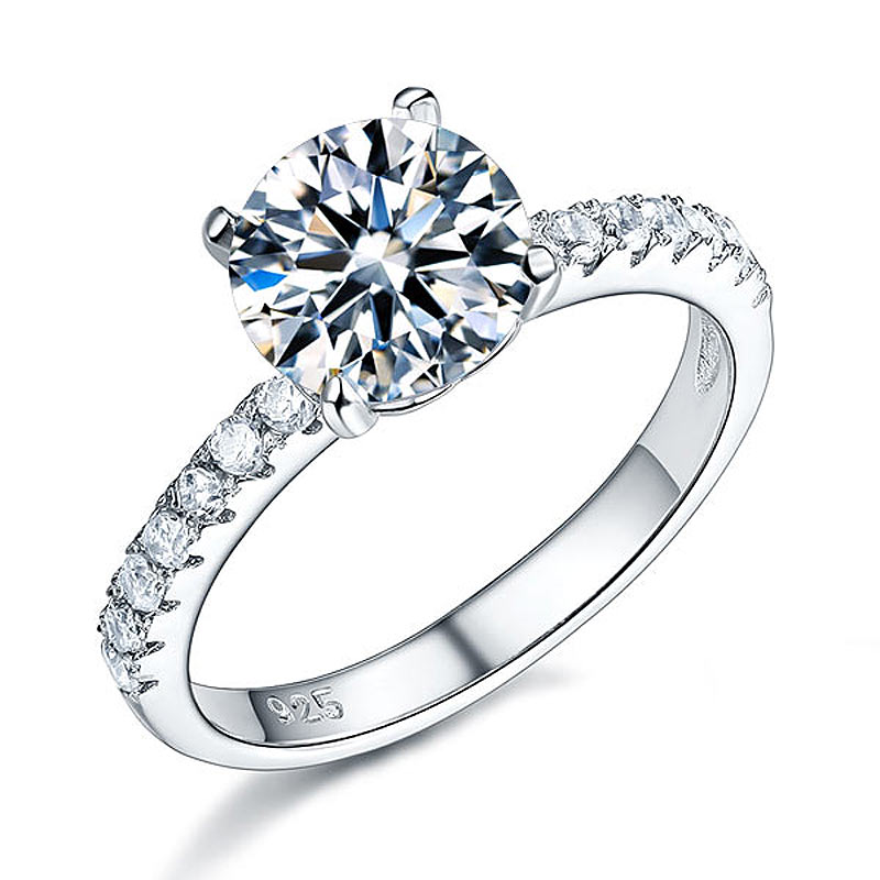 925 Sterling Silver Bridal Engagement Ring 2 Carat Simulated Diamond Jewelry XFR8212