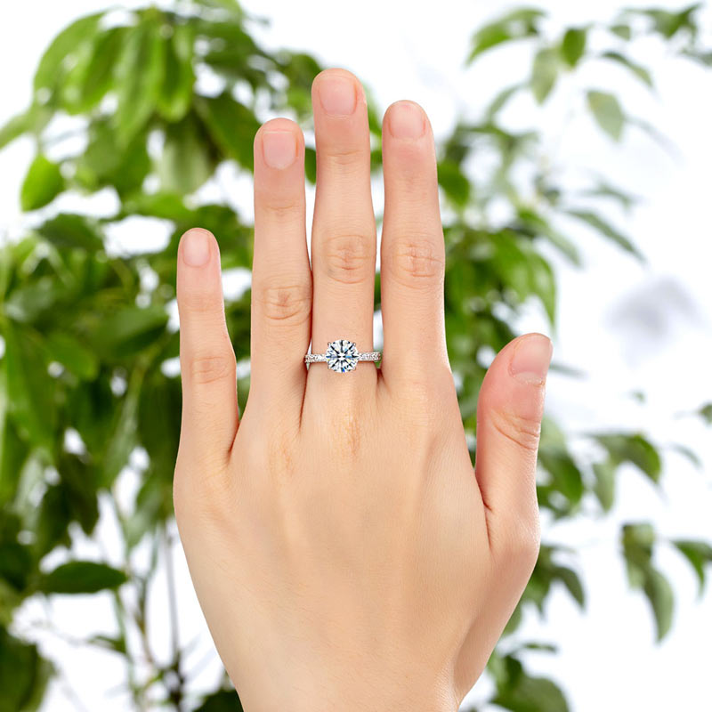 925 Sterling Silver Bridal Engagement Ring 2 Carat Simulated Diamond Jewelry XFR8212