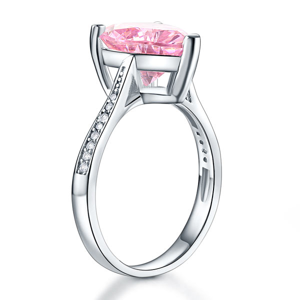 925 Sterling Silver Bridal Engagement Ring 3.5 Carat Heart Pink Simulated Diamond Jewelry XFR8216