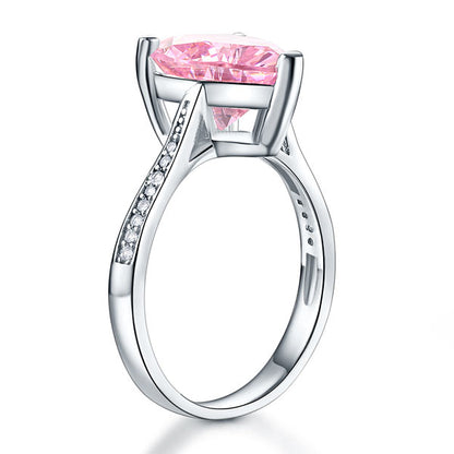 925 Sterling Silver Bridal Engagement Ring 3.5 Carat Heart Pink Simulated Diamond Jewelry XFR8216