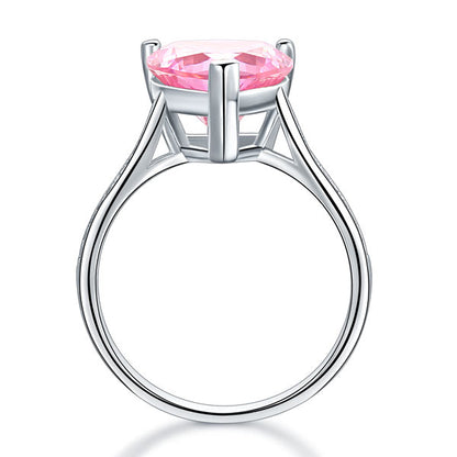 925 Sterling Silver Bridal Engagement Ring 3.5 Carat Heart Pink Simulated Diamond Jewelry XFR8216