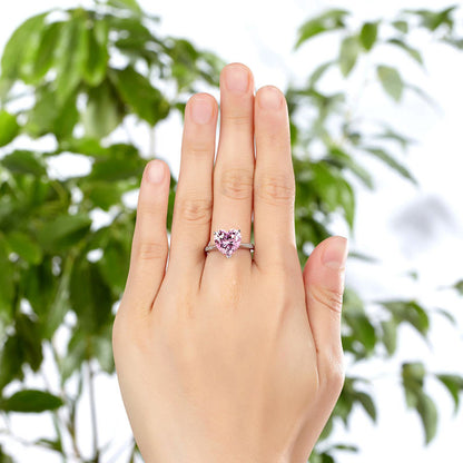 925 Sterling Silver Bridal Engagement Ring 3.5 Carat Heart Pink Simulated Diamond Jewelry XFR8216