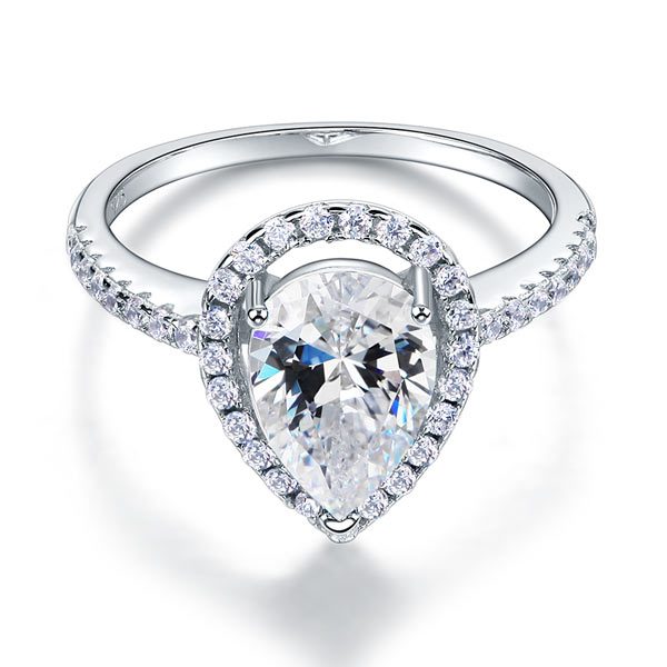 2 Ct Pear Cut Ring Sterling 925 Silver Wedding Promise Anniversary Engagement Jewelry XFR8221