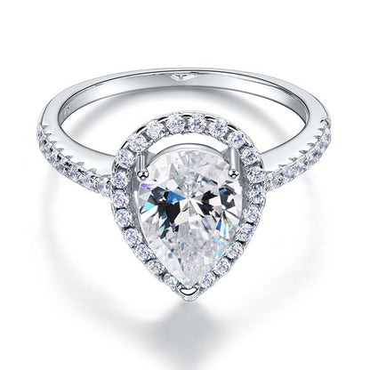 2 Ct Pear Cut Ring Sterling 925 Silver Wedding Promise Anniversary Engagement Jewelry XFR8221