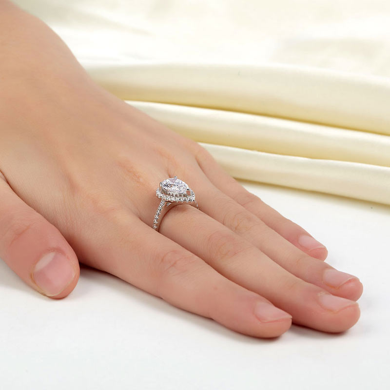 2 Ct Pear Cut Ring Sterling 925 Silver Wedding Promise Anniversary Engagement Jewelry XFR8221