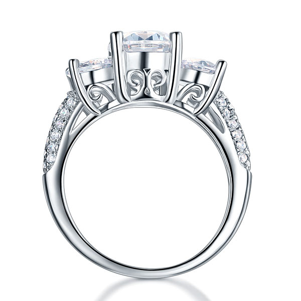 925 Sterling Silver 3-Stone Wedding Ring 2 Carat Simulated Diamond Jewelry Vintage Style XFR8225